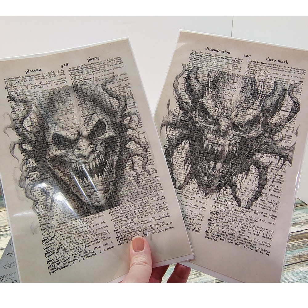 Monster Fang Faces‎ Tentacles Gothic Vintage Dictionary Page Decor Horror Set  2